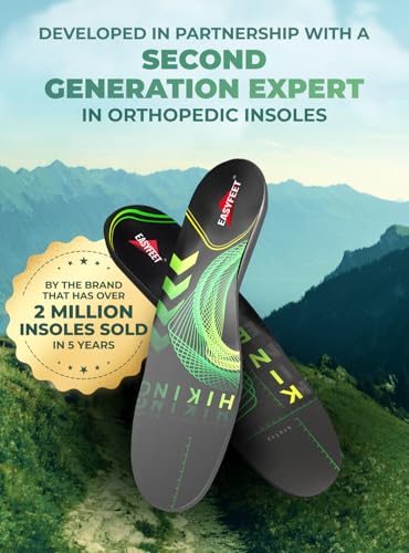 Image of Hiking Boot Insoles Men Women - Arch Support Inserts - Cushioned Hike Orthopedic Insoles - Man Women Shoe Inserts - Running Sports Fitness Walking Soles - 3 Pairs - M
