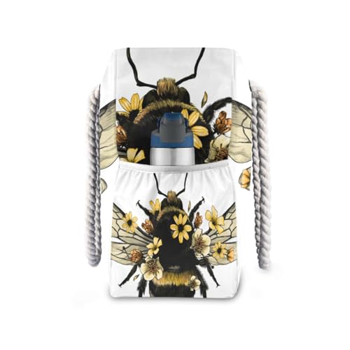 OTVEE Bumble-bee Beach Bags for Women Ladies Large Canvas Tote Shoulder Bag Waterproof Travel Bags for Gym Swim Pool Camping3