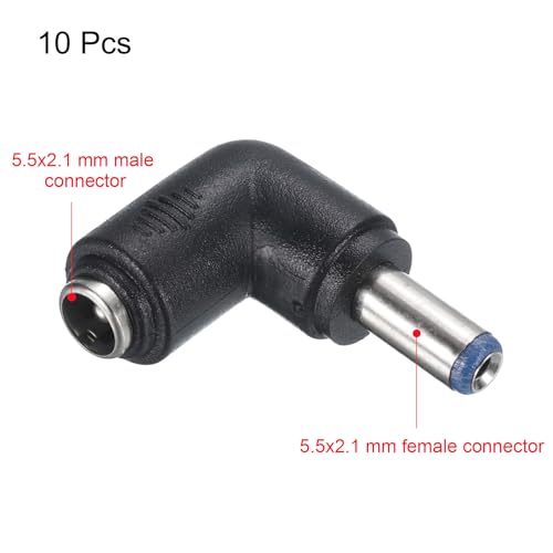 Adaptador de conector DC 5.5x2.1mm ángulo 90° 10 piezas miniatura 3