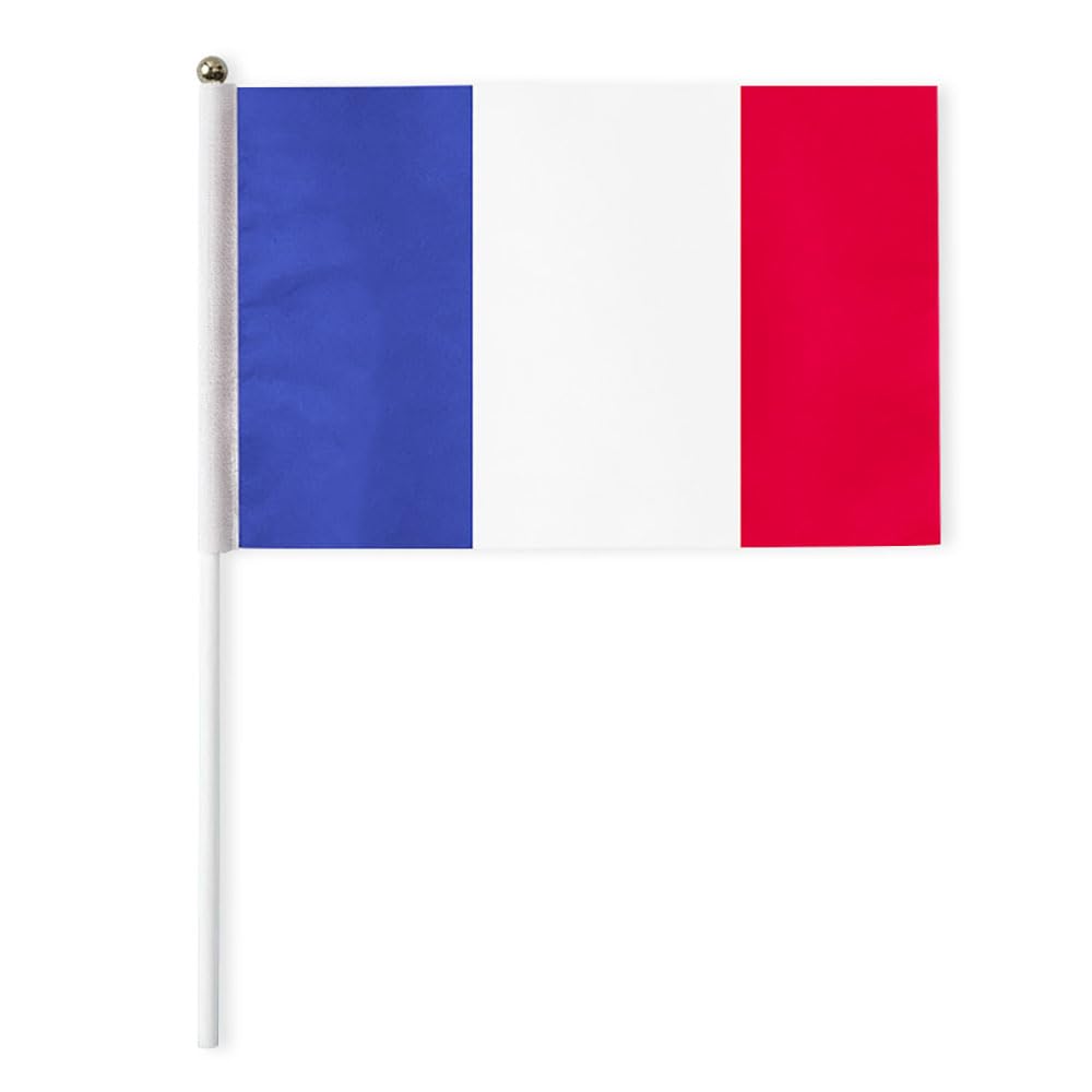 Drapeau national avec bâton lot de 50 pièces pour supporter équipe de France