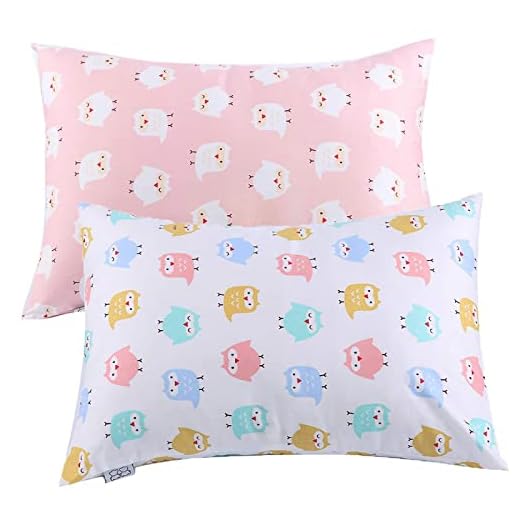 Kids Toddler Pillowcases - 2 Pack 100% Cotton Pillowslip Case Fits Pillows sizesd 13 x 18 or 12x 16 for Kids Bedding Pillow Cover Pink/White Owl Baby Pillow Cases - by UOMNY