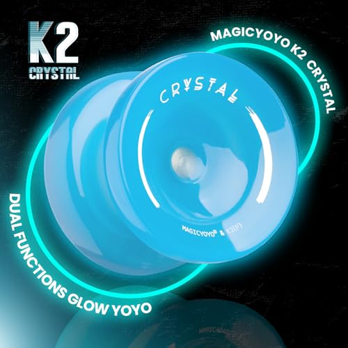 MAGICYOYO K2 Responsive Yoyo Glow in The Dark, Professional Yoyo for Kids 8-12 and Unresponsive Yo yos for Adults, Plastic Yo-yo with Finger Spin Function + 12 Yo yo Strings + Accessory kit-Blue - Thumbnail 2