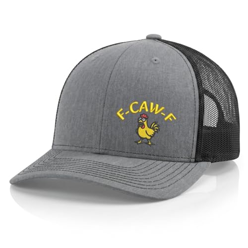 F-CAW-F Embroidered Premium Quality Adjustable Snapback Hat F Caw F Hat Rooster Breathable Casual Trucker Hat for Men Women (Grey/Black)
