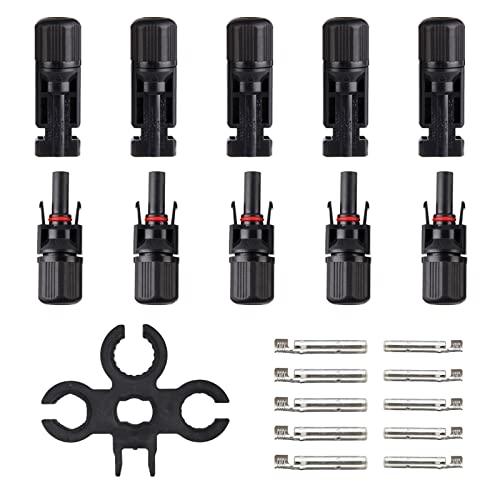 OSXCAUES 5 Paar Solar Steckverbinder Stecker und Buchse Photovoltaik Terminal mit 1 Stück Schraubenschlüssel Cover