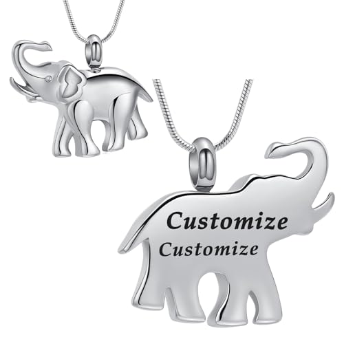 Hearbeingt Elephant Urn Necklace for Ashes Cremation Jewelry Stainless Steel Ash Pendant for Human Pets Memorial Necklaces Keepsake Jewelry of Loved Ones