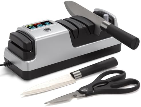 Silver Professional 3-Stage Electric Knife Sharpener for Kitchen ...