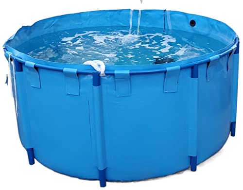 Piscina grande y pequeña con marco de metal sobre el suelo con válvula de drenaje azul Relax Pool 3 33 pies