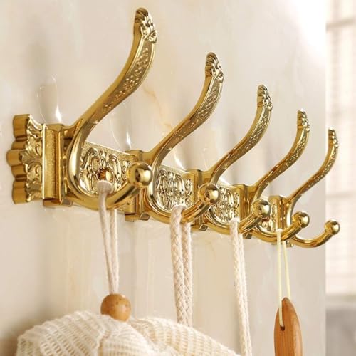 Perchero elegante de pared con acabados dorados para abrigos y complementos 6