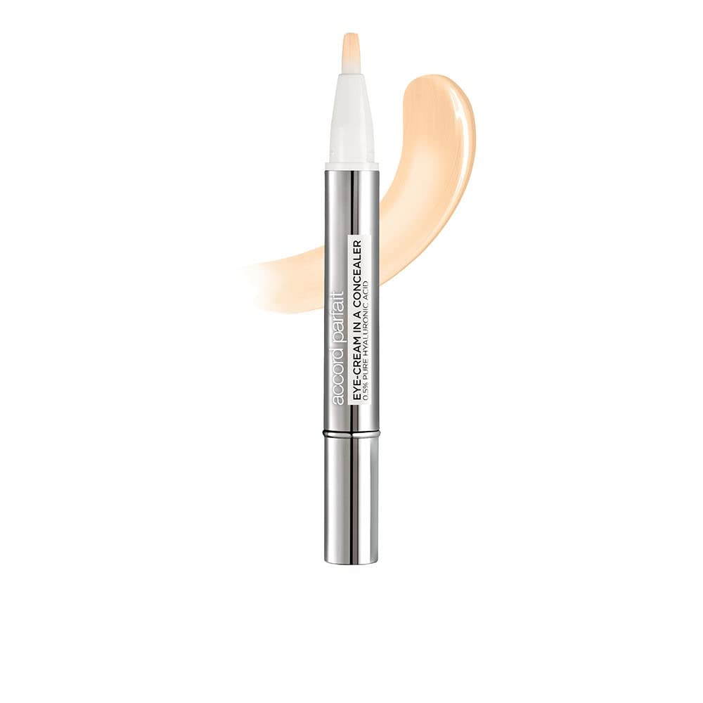 L'oréAl Paris Correttore Con Crema Occhi, Formula Con 0.5 Percento Di Acido Ialuronico, 1-2D, 1-2D - Ivory Beige, 1 Unità (Confezione Da 1)-image