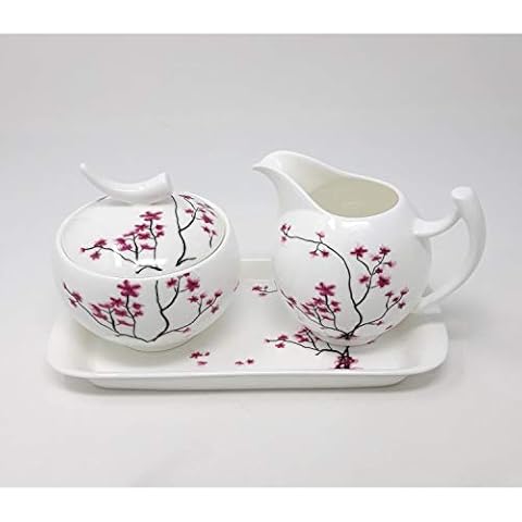 TeaLogic Milchkanne & Zuckertopf mit Tablett "Cherry Blossom" Cover