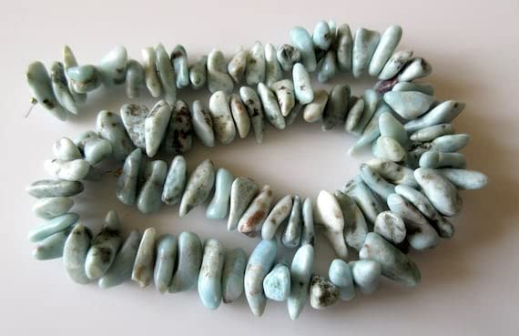 Larimar tumbles percés sur le côté de 14 à 20mm pour enfilage de bijoux sans casse