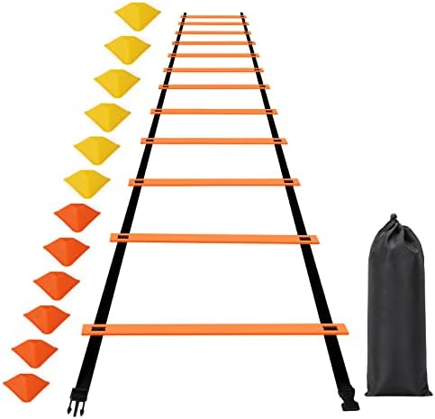 GIEMIT Speed Agility Workout Ladder Training Equipment Set with Agility Ladder 240inch 12 Rungs & 12 Agility Cones, Perfect for Kids Teens Soccer Exercise Training,Included Carry Bag GIEMIT Speed Agility Workout Ladder Training Equipment Set with Agility Ladder 240inch 12 Rungs & 12 Agility Cones, Perfect for Kids Teens Soccer Exercise Training,Included Carry Bag