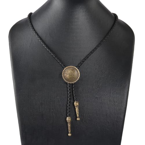 Image of Joxevyia Bolo Tie for Men Vintage Cow Skull Leather Rope Western Cowboy Necktie Vintage Bola Tie Gift for Him