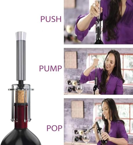 Wino on The go Wine Opening Set,Air Pressure Pump Wine Bottle Opener,Easy Cork Remover Corkscrew,Corkscrew Wine Opener Wine Opener Aluminum Alloy Handle(Red) - Image 5