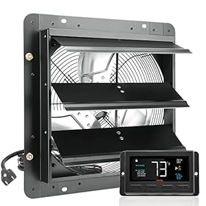 VEVOR 14” Exhaust Fan with Temperature Humidity Controller, 1513 CFM, 10-Speed Adjustable Wall Mount Attic Fan, Ventilation and Cooling for Greenhouses, Garages, Sheds, ETL Listed