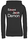  Shirtstreet24, VAMPIRE DAMON, Vampir Vampire Lady/Girlie Kapuzen Hoodie Pullover, Größe: XL,Schwarz