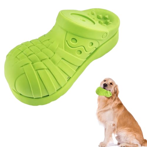 Suevut Indestructible Dog Toy Slipper Shape, Rubber Squeaky Chew Toy for Aggressive Chewers, Dog Teeth Cleaning and Dental Care Toy for Medium and Large Dogs