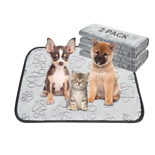 Image of Qeils Reusable Puppy Pads, 2 Pack Washable Pee Pads for Dogs, Waterproof Non Slip Wee Wee pad, Absorbent and Leakproof Training Mats for Potty, Crate, Playpen, Bed, Sofa, 18 inchx 24 inch