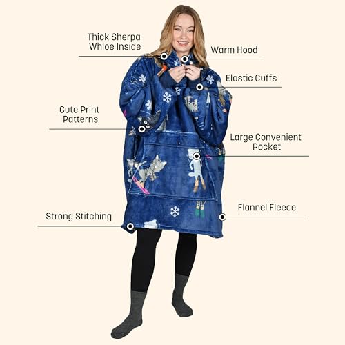 Image of Catalonia Oversized Hoodie Blanket Sweatshirt, Comfortable Sherpa Giant Pullover with Large Front Pocket for Adults Men Women Teenagers Wife Girlfriend