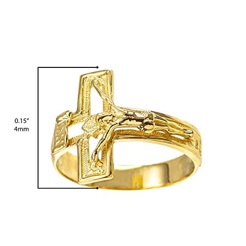 Religious Jewelry Solid 10k Yellow Gold Open Design Cross Band Crucifix Ring (Size 5)3
