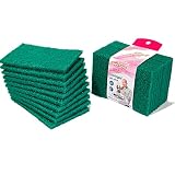 ONDY 10Pcs Dish Scrubber Kitchen Cleaning Scrub Pads Scouring Pad Green Household