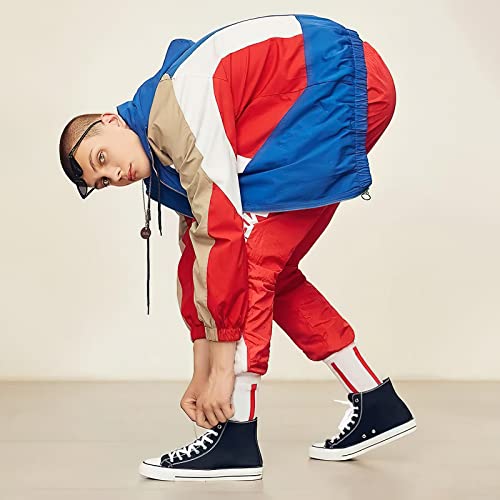 Mens High Top Canvas Sneakers Casual Lace Up Canvas Shoes For Men Fashion White And Black Walking Sneakers #TOP5