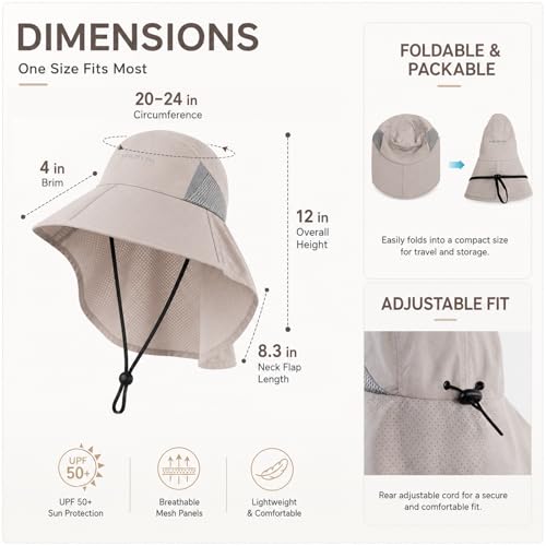Image of Palmyth Fishing Hat Wide Brim Sun Hat with Neck Flap & Sunglasses Storage