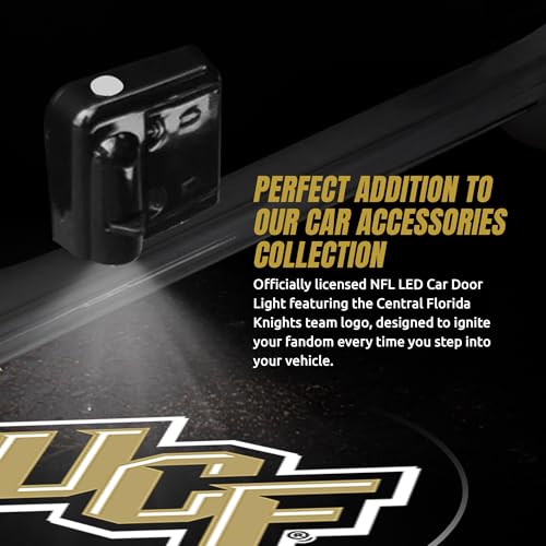 Sporticulture American Football Central Florida Knights LED Car Door Light - Officially Licensed NCAA Wireless Projector - Show Your Team Pride - Battery Operated, Universal Fit