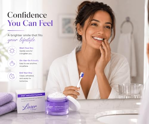 Image of Teeth Whitening Powder by LaserGlow, Pap+ Toothpaste Booster Powder with Nano Hydroxyapatite, Peroxide-Free Whitening Booster for Brighter Teeth, Daily Tooth Powder Additive