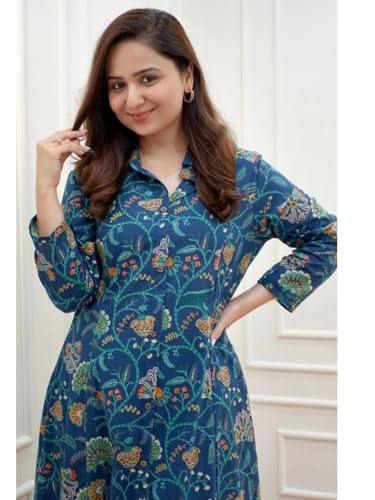 Image of DHRUVI TRENDZ Kurta Set for Women | Floral Printed Kurti Set for Woman | Daily Ethnic Kurti Pant Set | Office Outfits Kurta Sets for Woman | Festive Co Ord Set's for Women Stylish