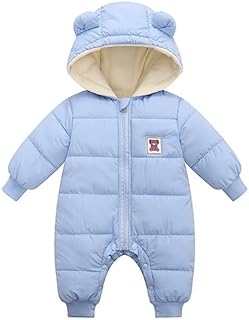 Minizone Baby Snowsuit Winter Hooded Romper, Warm Pramsuit Baby Coat Jumpsuit Zipper Bodysuits Infant Clothes Outfits Boys Girls 0-3 Months(66),Black