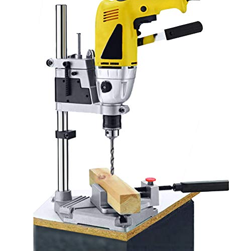 Adjustable Bench Drill Press Stand, Universal Drill Workbench, Drill Bench Holder Clamp Support Tool Drill Rack for Hand Drill Single Hole Aluminum Base