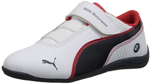 PUMA Drift Cat 6 L BMW V Kids Sneaker (Infant/Toddler/Little Kid) , White/BMW Team Blue/High Risk Red, 10.5 M US Little Kid