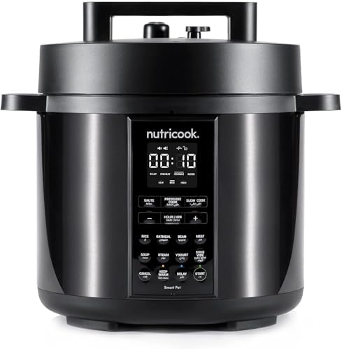 Nutricook Smart Pot 2 Stainless Steel 6 QT (5.7L), 1000W 9-in-1 Instant Programmable Electric Pressure Cooker, Slow Cooker, Rice Cooker, Steamer, Sauté Pot, Sous Vide, Smart Lid, 2-Year Warranty