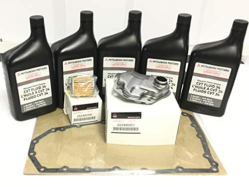 Genuine Mitsubishi CVT Transmission FLUID & FILTERS Service KIT J4 Fluid (5 Qts) and BOTH Filters & Gaskets MZ320185 2824A006 2824A007 Lancer, Outlander, Outlander Sport/See Description for Fitment