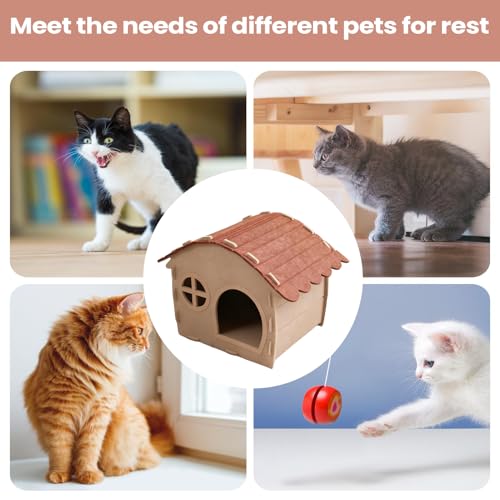 Refugio de fieltro para gatos pequeños con aislamiento térmico pasivo 5