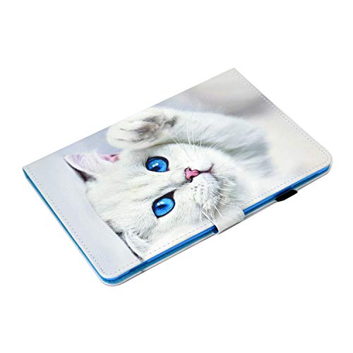 Coque iPad 10.2 Chat Blanc, Housse Protection Tablette Idéale pour la Lecture et le Train