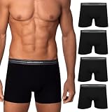 LUPO Kit 4 Cuecas Boxer Masculinas Algodão Macio Confortável Box Original, 4 Preto, G