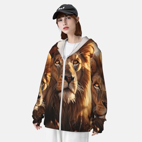 Men's Sun Protection Shirts Lion on grassland Long Sleeve Sun Shirt for Fishing Running Hiking Swim4