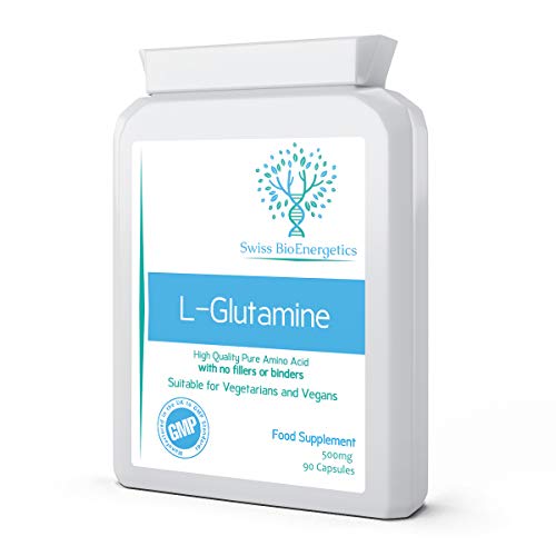 L-Glutamine 500mg 90 Capsules - Pure Amino Acid with no fillers or Binders - Suitable for Vegetarians and Vegans – Exclusively Manufactured in The UK