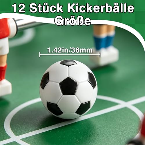 RAYNA GAMES 12 Stück Kickerbälle, Reguläre GrößeTischfußball Kickerbälle Tischfußball, 36MM Tischfussball Ersatzbälle für Erwachsene Kinder Fußball Tisch Spiel- Shwarz-Weiß