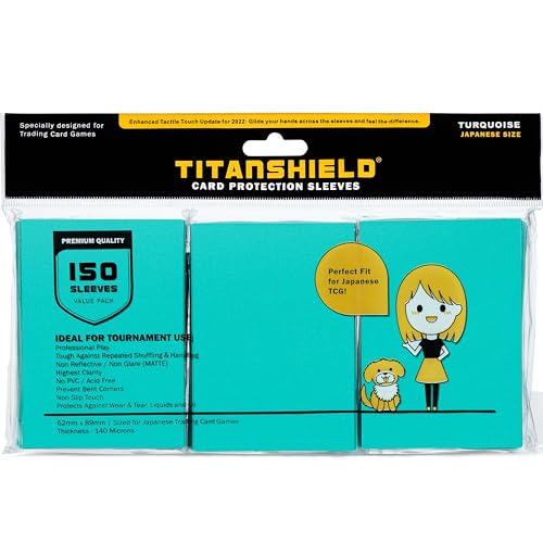TitanShield (150 buste/turchese) piccole dimensioni giapponesi carte da scambio carte protettive compatibile con Yu-Gi-Oh!, Cardfight!! Vanguard & Photocards