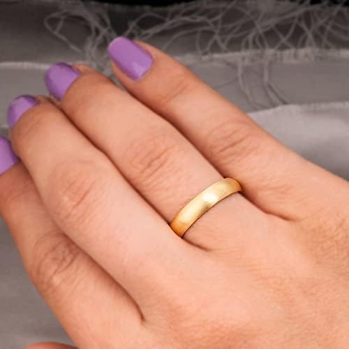 4 mm Ehering-Set, 14 Karat vergoldet, passendes Ehering-Set für Paare, personalisiertes Ehering-Set aus Silber für Mann und Frau