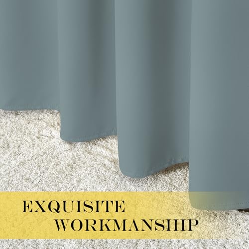 NICETOWN Extra Wide Patio Door Curtain 84 inch Long - Energy Smart & Noise Reducing Grommet Thermal Insulated Wide Width Drapes, Sliding Door Curtain for Guestroom(Stormy Sea, W100 x L84)