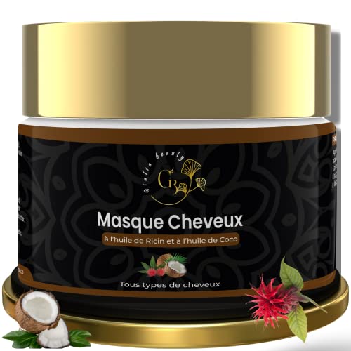 Giulia Beauty Masque capillaire à l’HUILE DE RICIN, à l’HUILE DE COCO et à la KERATINE VEGETALE - Stimule la pousse- Sans sulfate, sans parabène, sans silicone Cover