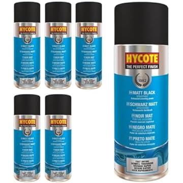 Hycote Matt Black Spray Paint, 400ml (Pack of 6)