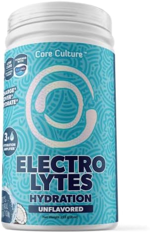 Core Culture Unflavored Electrolytes Powder - Refreshing Rapid Hydration Electrolyte Drink Mix to Recover & Recharge - Keto Electrolyte Powder No Sugar, 10 cals - 45 Servings