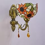 千飾 綺麗なおしゃれ 壁掛けランプ ティファニースタイルウォールワイドステンドグラスシェード壁取り付 ブラケット室内マリンライト 北欧 ライト (WLL-0152)