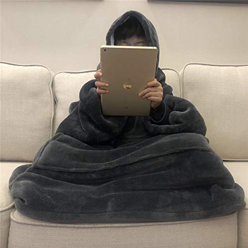 JGSDHIEU Winter Thick Comfy TV Manta Sudadera Sólida Manta con Capucha y cálida Adultos y niños Mantas con Forro Polar para Camas Viajes