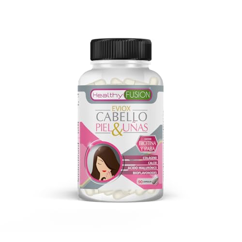 Cabello, Piel & Uñas | Biotina, Paba, Colágeno, Ácido Hialurónico, Calcio | Crecimiento y anticaída cabello | Hidrata la piel y fortalece las uñas | Vitaminas para hombre y mujer | 90 Cápsulas